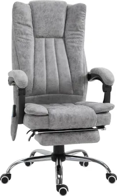 Produktbild von Vinsetto Massage Stuhl Bürostuhl Massagesessel Heizfunktion Liegefunktion Massagefunktion Fußstütze Dicke Polsterung Grau 62 x 67 x 113-120 cm