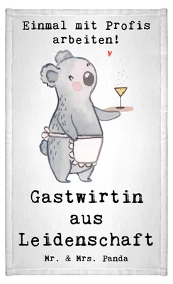 Produktbild von Mr. & Mrs. Panda Handtuch Gastwirtin Leidenschaft - Weiß - Geschenk, Kneipe, Spruch, Gaststätte, gäste wc, Frotteetuch, Bar, Gästetuch, Klein, baumwolle
