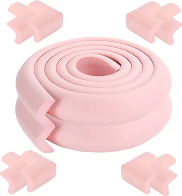 Image de [Pack de 2] 2 mètres de longueur de protection de bord de table Baby Proector + 8 coins (Rose) Doux, non toxique et écologique