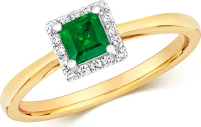 Produktbild von Modischer 9 Karat (375) Gold Cluster Diamant Damenring Brillant-Schliff 0.09 Karat HI - I1 mit Smaragd, 55 (17.5); TRS2188RSO