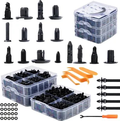 Produktbild von Rosfix Set Auto Clips – 650-tlg. Nylon | Schwarz, Vielfältige Größen, Langlebig | Karosserie-, Innenraumreparaturen | Auto Befestigungsset