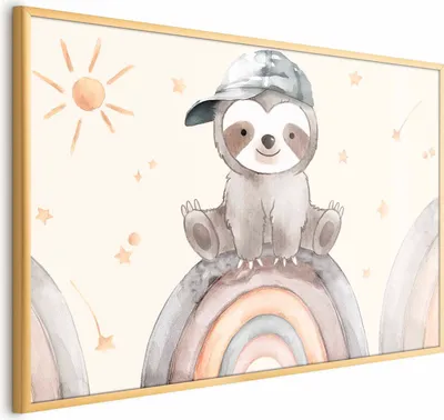 Produktbild von Posterpapier Poster - Little Animal Among Stars and Rainbows 42x29.7 cm Für Kinder e-C-10060-ao-a