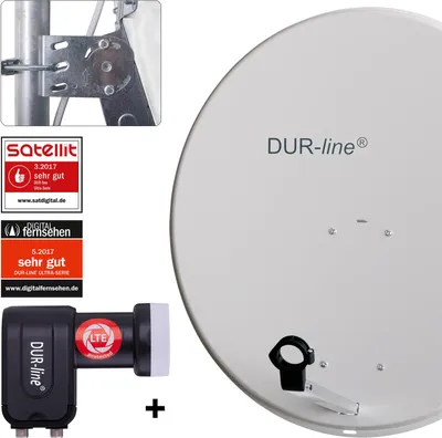 Produktbild von DUR-line MDA 80 Satellitenschüssel hellgrau + Twin LNB
