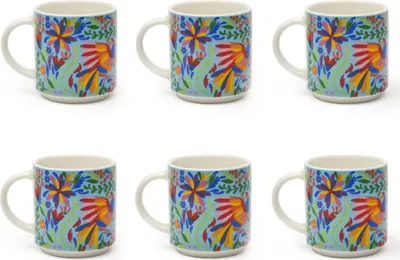 Zdjęcie produktu dla Excelsa Zestaw 6 Filiżanek do Espresso Meksykańskie Kwiaty Porcelana 10 Cl Kolorowe