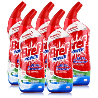 Produktbild von Bref Power WC-Kraftgel gegen 99,9% gegen Bakterien 750ml (5er Pack)