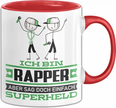 Produktbild von Rapper Geschenk Tasse Ich Bin Rapper Aber Sag Doch Einfach Superheld Lustige Geschenkdiee für Rapper Kaffee-Becher (Rot)