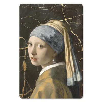 Produktbild von MuchoWow® Mauspad Mousepad Mädchen mit einem Perlenohrring - Johannes Vermeer - Gold 18x27 cm - Mousepads - Maus Mat - Pad - Mausunterlage