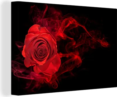 Produktbild von MuchoWow® - Leinwandbilder - Rosen - Rot - Schwarz, Wandbild, Wanddeko Bilder Wohnzimmer, 120x80 cm