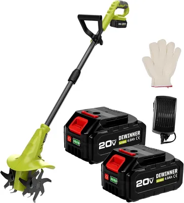 Image de Motofouloir électrique sans fil - 20 V - largeur de travail 20 cm - avec 2 batteries et 4 fraises - vert