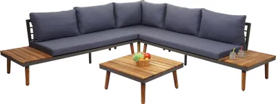 Produktbild von Záhradný set HWC-E97, sedacia súprava lounge set sofa, akáciové drevo s certifikátom MVG, sivá farba