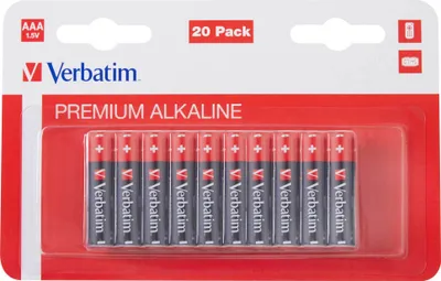 Produktbild von Verbatim 49876, Einwegbatterie, AAA, 1,5 V, 20 Stück(e), 44,5 mm, 1,05 cm