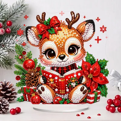 Diamond Painting Tischdekoration Weihnachtshirsch 20 cm
