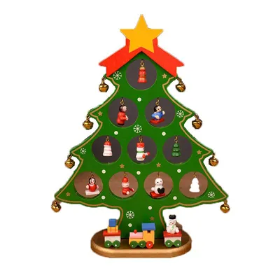 Produktbild von Heikoeco® Kleines Weihnachtsbaum-Ornament aus Holz, perfekte Weihnachten Deko, festliche Tischdeko, lustige Geschenke, kreative Weihnachtsdekoration,g