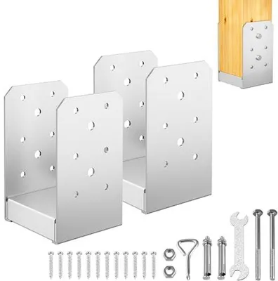 Produktbild von Verstellbare Pfahlankerhalter 10 x 10 cm aus Edelstahl – 2 Stück für Pavillon und Terrasse