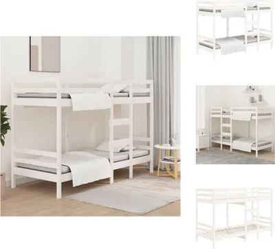 Obrázek produktu pro vidaXL Patrová postel bílá 90x200 cm, masiv borovice - Postele a rámy postelí