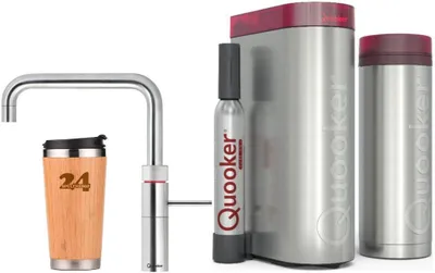 Immagine prodotto di QUOOKER FUSION SQUARE bocca fissa cromo VAQ PRO3 con CUBO 2 (3FSCHRCUBE) Rubinetto per acqua bollente a 100°C con sistema di acqua potabile Inclusa tazza termica