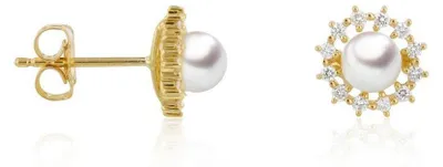 Obrázok produktu pre Luna-Pearls – 312.1677 – Náušnice – Dámske – 750 žlté zlato – Kultivovaná perla Akoya 4,5–5 mm – Briliantový výbrus H-SI 0,24 ct