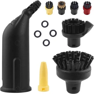 Immagine prodotto di Set di accessori per pulitore a vapore nero con ugello lungo e 5 spazzole