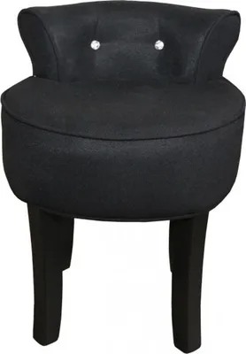 Produktbild von Casa Padrino Designer Hocker Boston Schwarz / Schwarz mit Bling Bling Steinen - Barock Schminktisch Stuhl