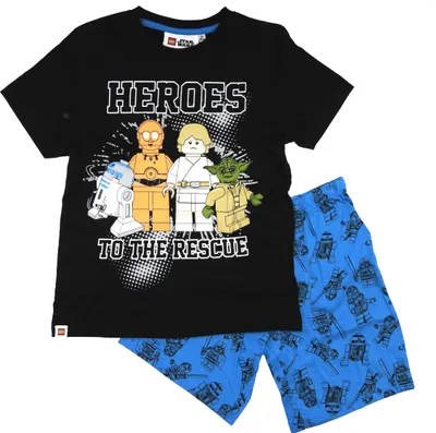Produktbild von Lego Star Wars Kinder Schlafanzug kurz 2tlg. Shorty Pyjama Set Jedi Jungen, Größe:116