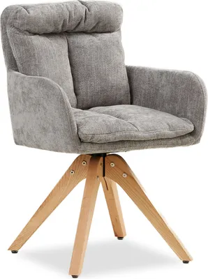 Produktbild von Homestyle4u Esszimmerstuhl drehbar Leinen Grau Polsterstuhl Polstersessel Sessel Armlehnenstuhl Sitzkissen Holz