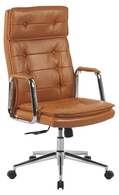 Produktbild von Chefsessel MARLON Leder Cognac höhenverstellbar 75x113 cm 140 kg 5 Rollen Kopfsteppung Chromgestell