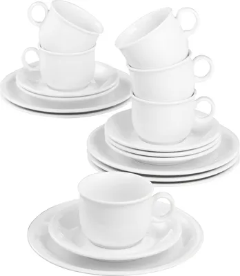 Immagine prodotto di Seltmann Weiden Compact Kaffeeservice, Porzellan, Weiß, Spülmaschinenfest, 18-tlg., 1716172