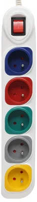 Image de KRAFT&DELE Rallonge 5m, 5 prises colorées KD4010
