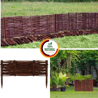 Produktbild von Floranica 1 Stück Beeteinfassung Weide 20 cm x 50 cm Handgemachte Rasenkante  Beetbegrenzung - Beetzaun