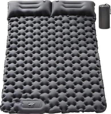 Produktbild von Camping Mat 2 Person Inflatable Mat, Foot Press Inflatable Waterproof Foldable Sleeping Mat with Pillow for Camping, Picnic, Trekking, and Travel, Grey (Nafukovací karimatka pro 2 osoby)