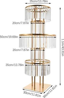 Produktbild von Hochzeit Blumenständer - 5-stöckiger runder Pflanzenständer - Metall und Acryl - 110 cm Höhe - Freistehende Deko-Säule - Gold