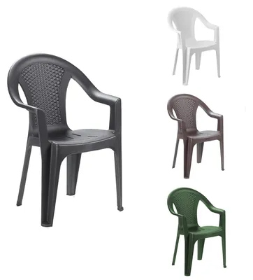 Image de Chaise empilable de jardin en plastique Ischia, aspect rotin
