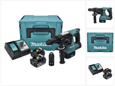 Immagine prodotto di Makita DHR 243 RTJ Martello perforatore a batteria 18 V 2,0 J SDS plus Brushless + 2x batteria 5,0 Ah + caricabatteria + Makpac