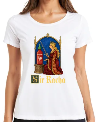 Productafbeelding van "Sir Racha Sriracha Hot Sauce Koningin Zwaard" - Vrouwent-shirt, wit, maat XL