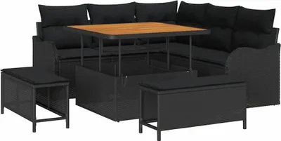 Immagine prodotto di vidaXL Set di divani da giardino con cuscini con contenitore 8 pezzi Nero