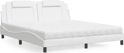 Zdjęcie produktu dla vidaXL Łóżko "Viana" z materacem białe 180x200 cm imitacja skóry