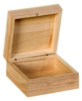 Productafbeelding van Vierkante doos - Hout - Beige - 10 x 10 x 5 cm