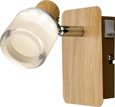Produktbild von LED Wandleuchte, Holz Optik, Spot beweglich, H 12 cm