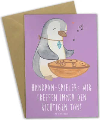 Produktbild von Mr. & Mrs. Panda Klappkarte Handpan Spieler - Lavendeltraum - Geschenk, Meditation, Harmonie, Klangschalen, Grußkarten, Musik, Klänge, hochzeitskarten, Instrument lernen