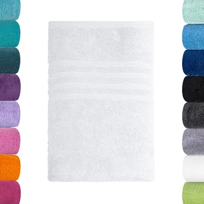 Produktbild von Lavea® Duschtuch 70x140 cm, Duschhandtuch Bali aus Baumwolle, großes saugstarkes Handtuch, hochwertige Handtücher aus 100% GOTS Baumwolle, Premium Frottier Badetuch, Weiß