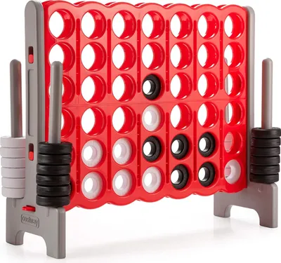 Produktbild von Riesen 4 Gewinnt Spiel, Strategiespiel für Kinder und Erwachsene, 4 in Einer Reihe, Brettspiel Spielzeug Gesellschaftsspiel 2 Spieler, Vier in Reihespiel Kinderspiel (Rot + Grau-Rahmen)