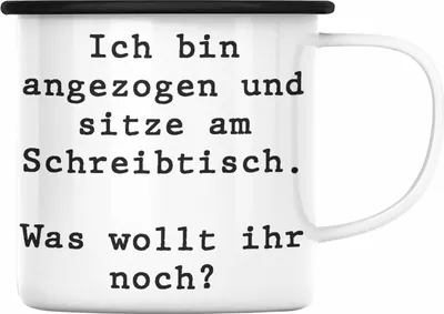 Produktbild von Trendation - Lustige Emaille Tasse für Kollegen Kollegin Spruch Witzig Arbeit Emaille Tasse BüroEmaille Tasse Kaffeebecher Becher für Büro Lustig Spruch (Schwarz)