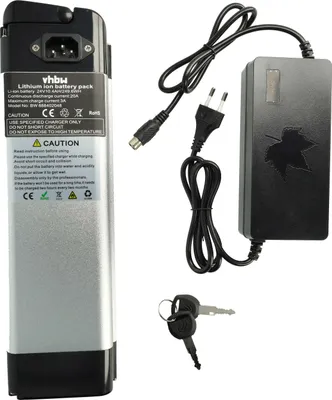Produktbild von vhbw Akku kompatibel mit Yuntong E-Bike bis Bj. 2014 (10,4 Ah, 24 V, Li-Ion, inkl. Ladegerät) - Schwarz Silber