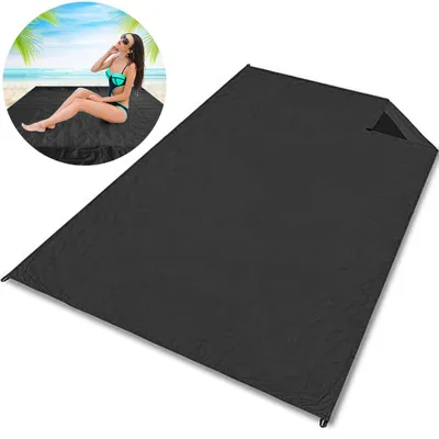 Produktbild von Wasserdichte Picknickdecke für draußen, kompakte, leichte, faltbare, sanddichte Taschenmatte für Strand/Wandern/Reisen/Camping/Festivals/Sportveranstaltungen mit Taschenschlaufen und Heringen
