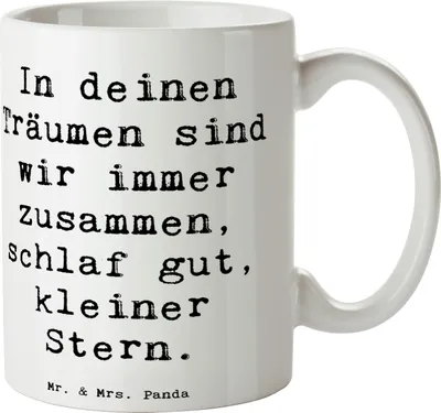 Produktbild von Mr. & Mrs. Panda Kaffeebecher Spruch Alleine schlafen lernen - Weiß - Geschenk, Teetasse, Tasse, Vertrauem, Keramiktasse, Zuversicht, Vertrauen und Liebe, Träumen, Pott