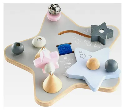 Produktbild von Sternchenspiel, Mobiles Erlebnisbrett, Motorikspielzeug aus Holz, 19 cm