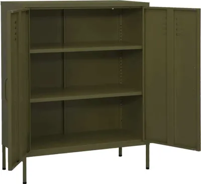 Immagine prodotto di vidaXL Mobile laterale verde oliva 80x35x101,5 cm acciaio