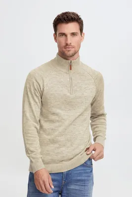 Produktbild von BLEND BHDanovan Herren Strickpullover Troyer Feinstrick Pullover mit Troyerkragen Reißverschluss Rippbündchen Baumwollmischung Regular fit