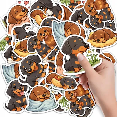 Produktbild von STICKER ETIKETTEN HEFT 10 St. - Tier Hund Hunde Rasse JAMNIK DACHSHUND