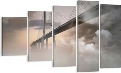 Produktbild von Bild auf Leinwand - Leinwandbild - Brücke Nebel Wasser - 100x60cm - Wand Bild - Wanddeko - Leinwanddruck - Bilder - Kunstdruck - Wanddekoration - Leinwand bilder - Wandkunst - EG100x60-3525